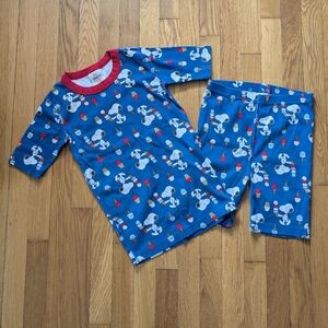 Hanna Andersson Blue Snoopy Pajama Set with Red Trim